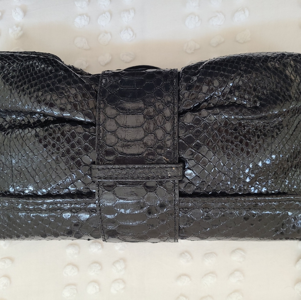 Silvano Biagini Python Snake Black Clutch Italy - image 6